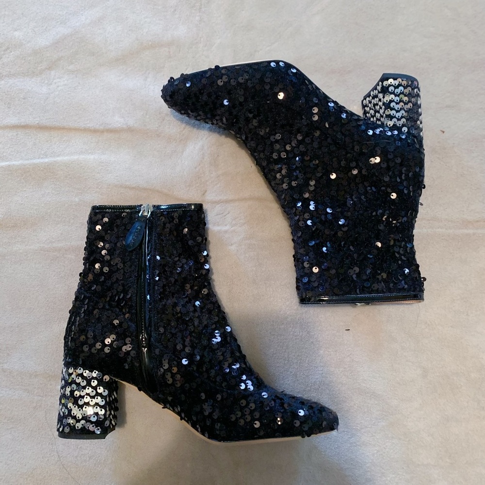 ROCHAS 2017 SEQUINED ROUND-TOE ANKLE BOOTS !!